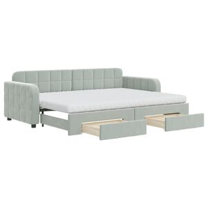 vidaXL Tagesbett Ausziehbar mit Schubladen Hellgrau 80x200 cm Samt