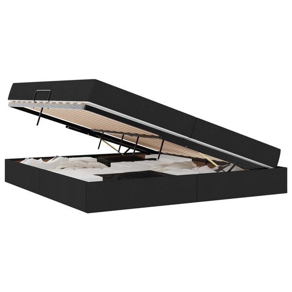 vidaXL Aufbewahrungsbett mit Matratze Schwarz 200 x 200 cm Polyester