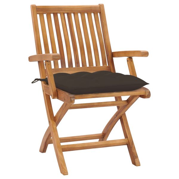 vidaXL Gartenst&uuml;hle 2 Stk. mit Taupe Kissen Massivholz Teak