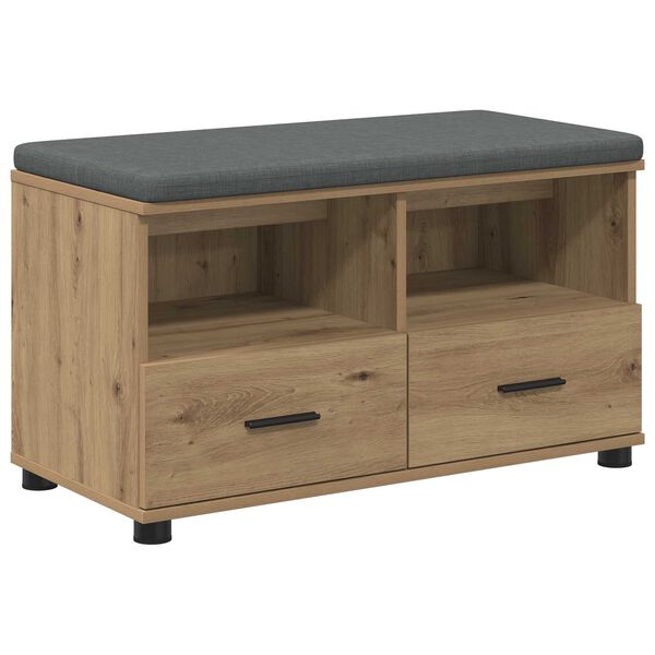 vidaXL Flurbank mit Kissen mit Speicher Artisan-Eiche 80 x 38 x 46 cm