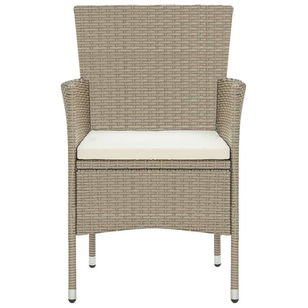 vidaXL 3-tlg. Garten-Essgruppe Poly Rattan Beige