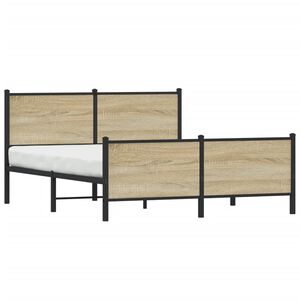 vidaXL Metallbett ohne Matratze Sonoma-Eiche 140x190 cm