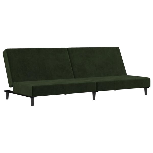 vidaXL Schlafsofa 2-Sitzer Dunkelgr&uuml;n Samt