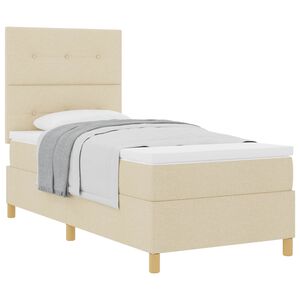 vidaXL Boxspringbett mit Matratze mit Kopfteil Creme 80 x 200 cm Stoff