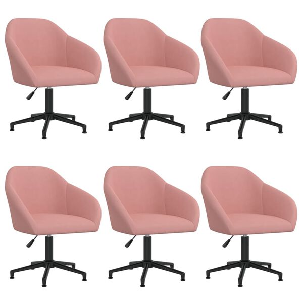 vidaXL Esszimmerst&uuml;hle 6 Stk. Drehbar Rosa Samt