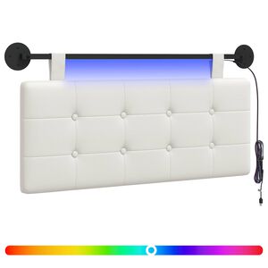 vidaXL H&auml;ngendes Kopfteil Mit LED Licht Wei&szlig; Kunstleder
