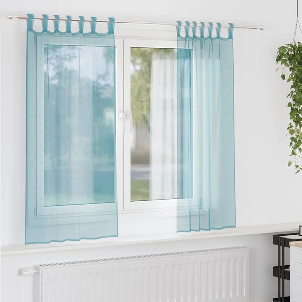 vidaXL Voile Vorh&auml;nge mit Schlaufen 2 Stk. T&uuml;rkis 140x175 cm