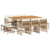 vidaXL 11-tlg. Garten-Essgruppe mit Kissen Beige Poly Rattan