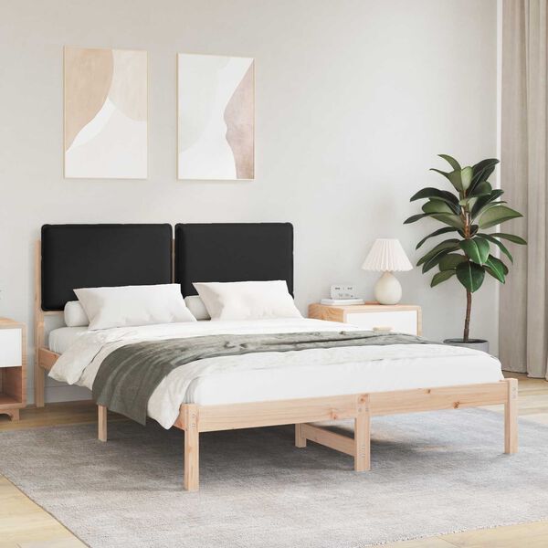 vidaXL Bettgestell mit gepolstertem Kopfteil Schwarz 120 x 200 cm