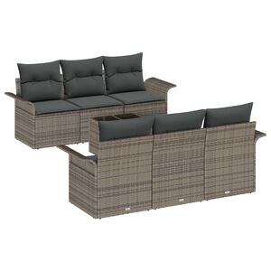 vidaXL Gartensofa-set mit Kissen 7 pcs Grau Poly-Rattan