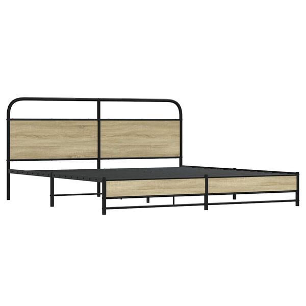 vidaXL Metallbett ohne Matratze Sonoma-Eiche 193x203 cm