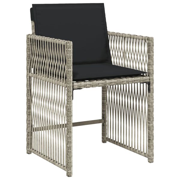 vidaXL 13-tlg. Garten-Essgruppe mit Kissen Hellgrau Poly Rattan