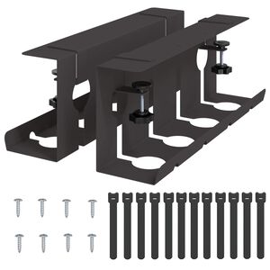 vidaXL Unter dem Schreibtisch Kabelmanagement Tray 2 Stk. Schwarz