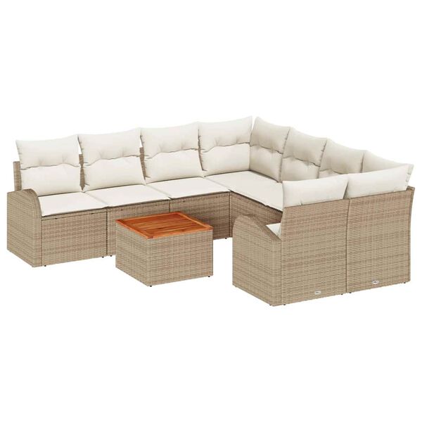 vidaXL Garten-Sofa-Set 9 pcs Beige Poly Rattan