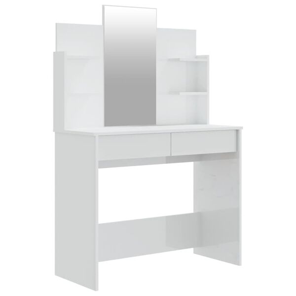 vidaXL Schminktisch mit Spiegel Hochglanz-Wei&szlig; 96x40x142 cm