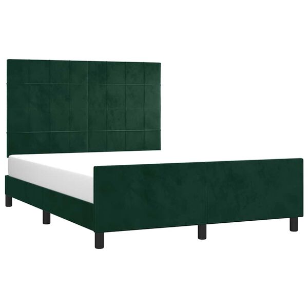 vidaXL Bettgestell ohne Matratze Dunkelgr&uuml;n 140x190 cm Samt