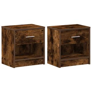 vidaXL Nachttische 2 Stk. mit Schublade R&auml;uchereiche 39x28x41 cm