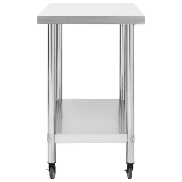 vidaXL K&uuml;chen-Arbeitstisch mit Rollen 100x45x85 cm Edelstahl