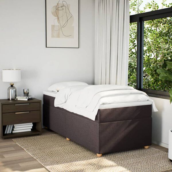 vidaXL Boxspringbett mit Matratze Dunkelbraun 90x190 cm Stoff