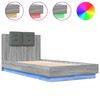 vidaXL Bettgestell mit Kopfteil und LED-Leuchten Grau Sonoma 90x190 cm