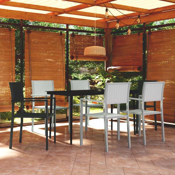 vidaXL 7-tlg. Garten-Essgruppe Schwarz und Wei&szlig;