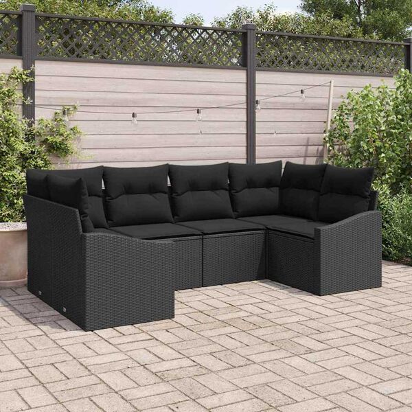 vidaXL Gartensofa-set mit Speicher 6 pcs Schwarz Poly-Rattan