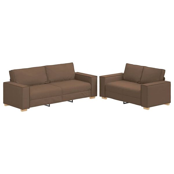 vidaXL 2-tlg. Sofagarnitur mit Kissen Braun Stoff