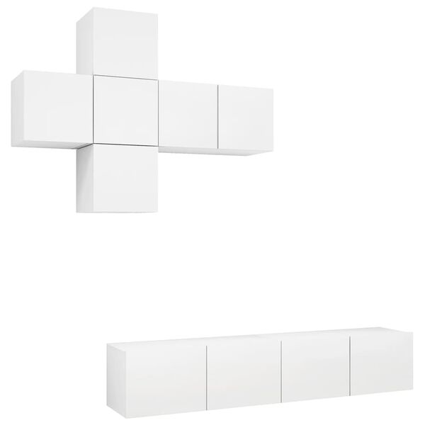 vidaXL 7-tlg. TV-Schrank-Set Wei&szlig; Holzwerkstoff