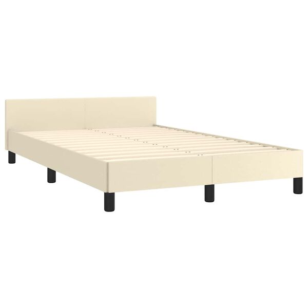 vidaXL Bettgestell mit Kopfteil ohne Matratze Creme 120x200 cm