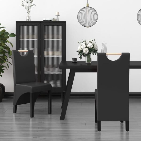 vidaXL Esszimmerst&uuml;hle 2 Stk. Schwarz Kunstleder