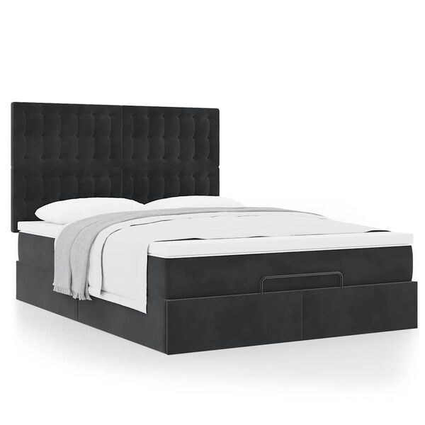 vidaXL Ottoman-Bett mit Matratzen Schwarz 140x190 cm Samt