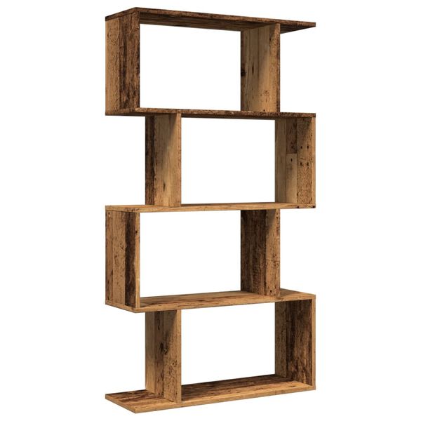 vidaXL Raumteiler-B&uuml;cherregal 4 B&ouml;den Altholz-Optik 70x24x129 cm