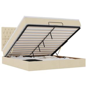 vidaXL Ottoman-Bett mit Matratze & LEDs Creme 180x200 cm Stoff