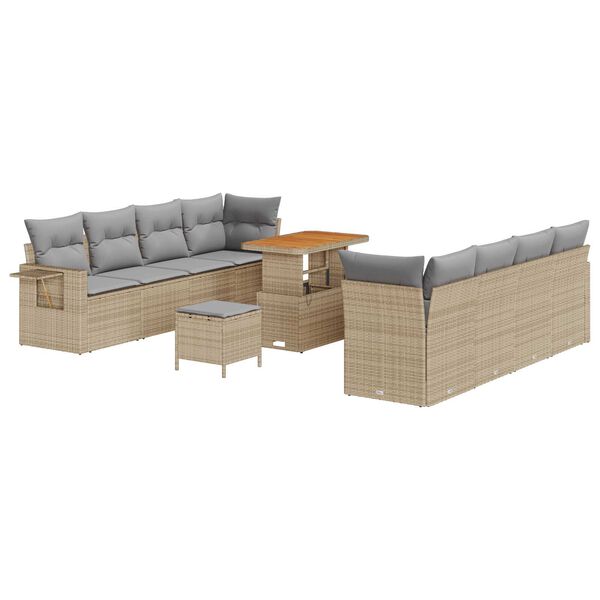 vidaXL Gartensofa-set mit Kissen 11 pcs Beige Poly Rattan