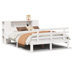 vidaXL Massivholzbett mit Regal ohne Matratze Wei&szlig; 120x190 cm Kiefer