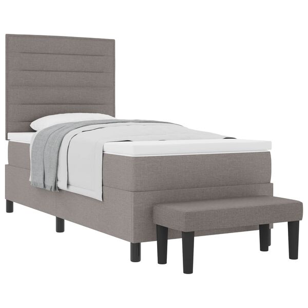 vidaXL Boxspringbett mit Matratze Taupe 100 x 200 cm Stoff