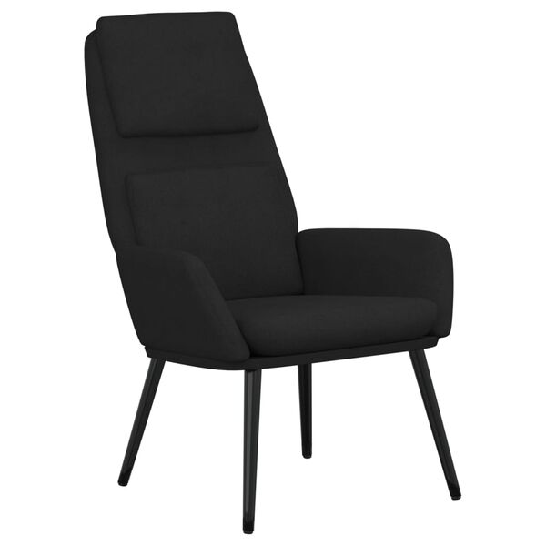 vidaXL Relaxsessel mit Hocker Schwarz Stoff