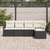vidaXL Garten-Sofa-Set mit Kissen mit Speicher 5 pcs Schwarz und Creme