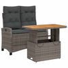 vidaXL 2-tlg. Garten-Essgruppe mit Kissen Grau Poly Rattan