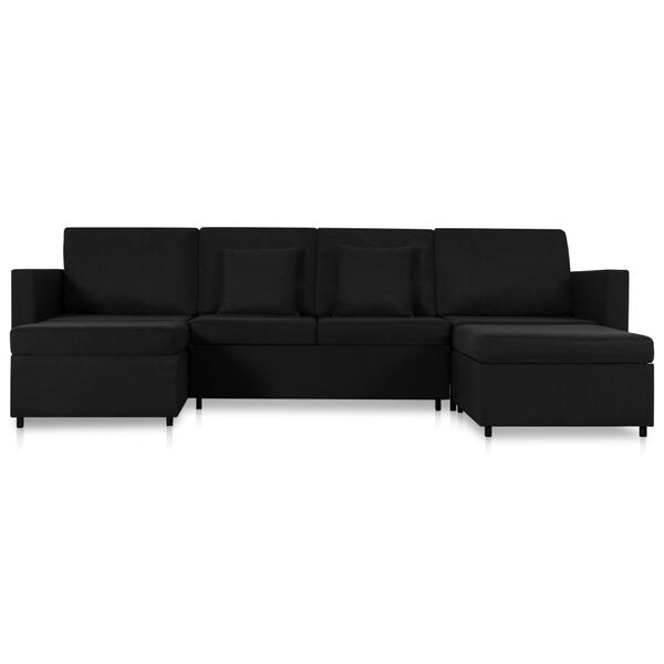 vidaXL 4-Sitzer Ausziehbares Schlafsofa Stoff Schwarz