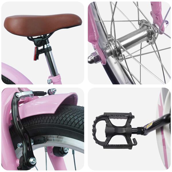 vidaXL Kinderfahrrad 18 Zoll f&uuml;r 5-7 Jahre alt Hellrosa