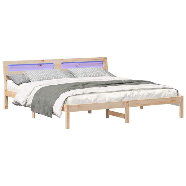 vidaXL Bettrahmen mit Kopfteil Braun 200 x 200 cm Massives Kiefernholz