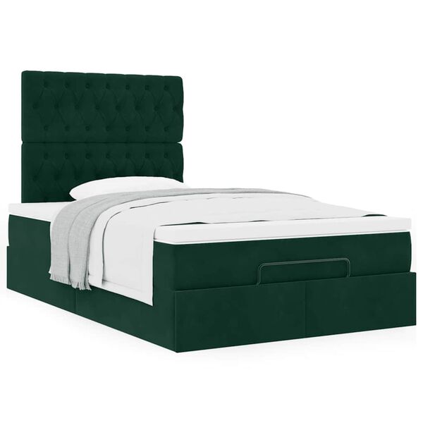 vidaXL Ottoman-Bett mit Matratzen Dunkelgr&uuml;n 120x200 cm Samt