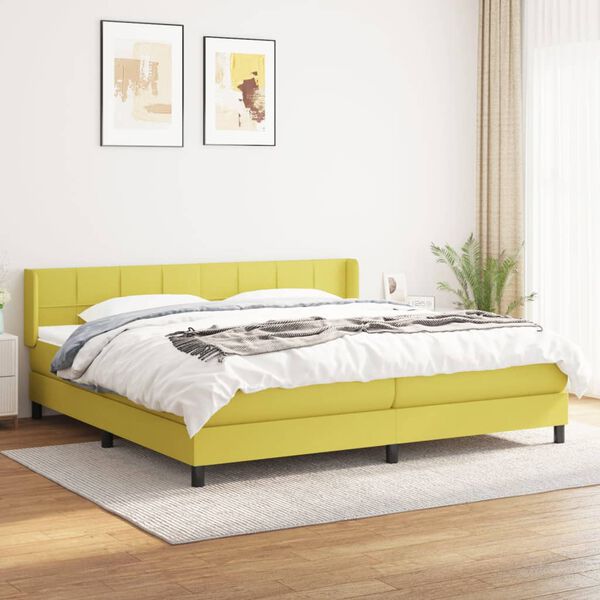 vidaXL Boxspringbett mit Matratze Gr&uuml;n 200x200 cm Stoff