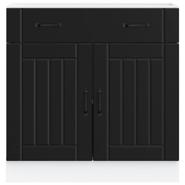 vidaXL K&uuml;chen-Unterschrank Lucca Schwarz Holzwerkstoff