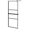 vidaXL Duschwand mit Ablage f&uuml;r Walk-In-Dusche Schwarz 80x195 cm ESG
