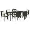 vidaXL Garten Essgruppe mit Kissen 7 pcs Schwarz Poly-Rattan