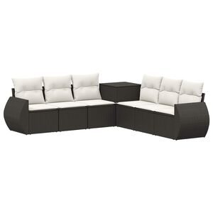 vidaXL Sofa Set 7 stk. Schwarz und Cremewei&szlig; 243 x 243 x 85 cm