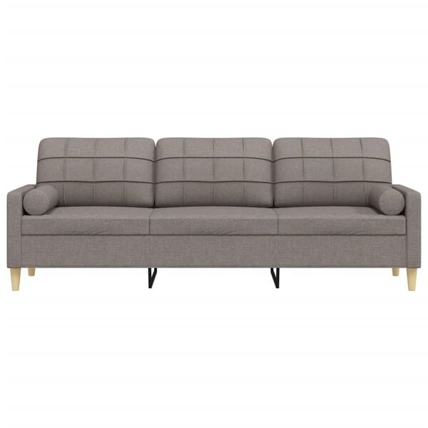 vidaXL Sofa 3-Sitzer mit Zierkissen Taupe 210 cm Stoff