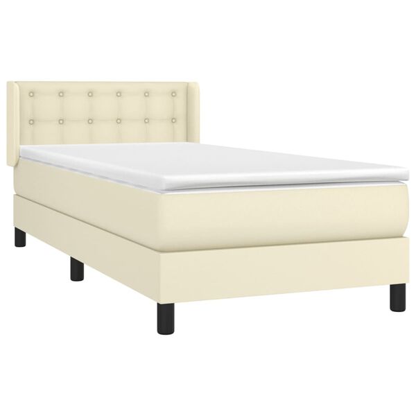 vidaXL Boxspringbett mit Matratze Creme 90x200 cm Kunstleder